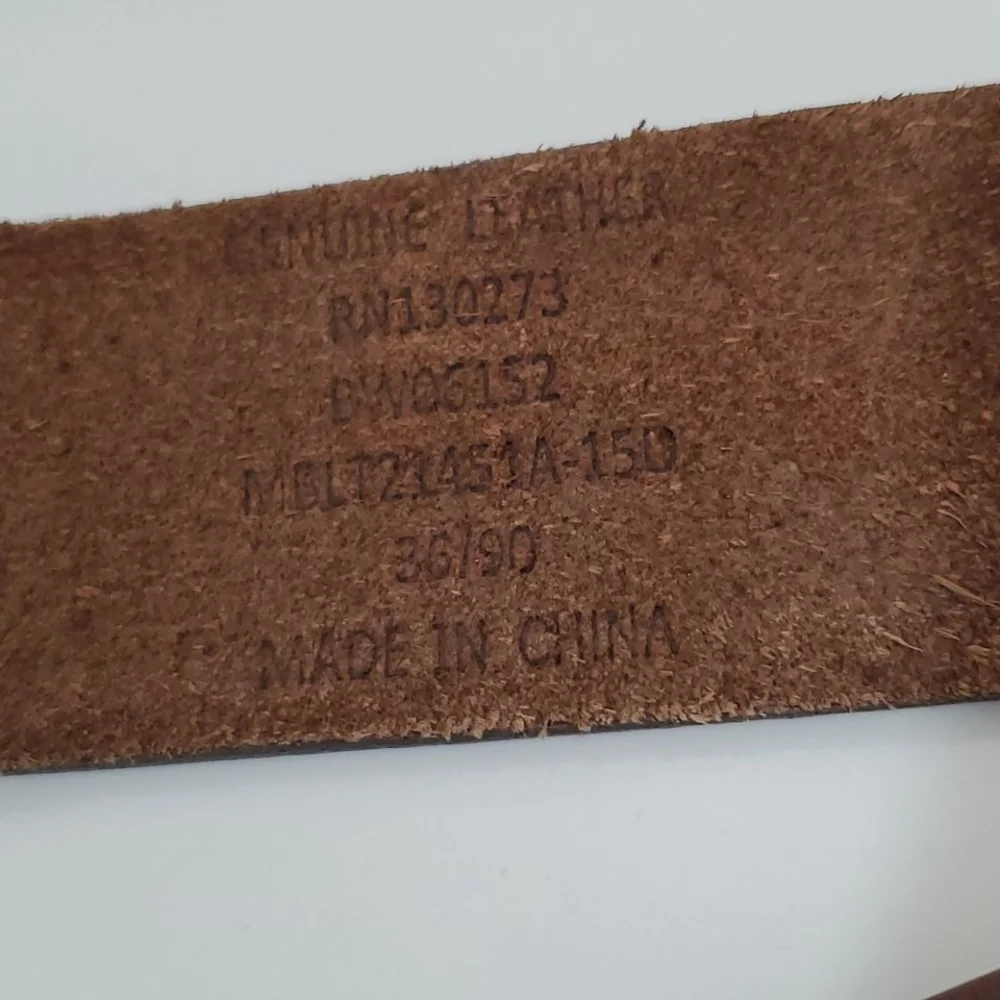 Wrangler brown leather tooled belt Sz 36